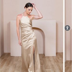 Revelry Satin Champagne Gold Dress